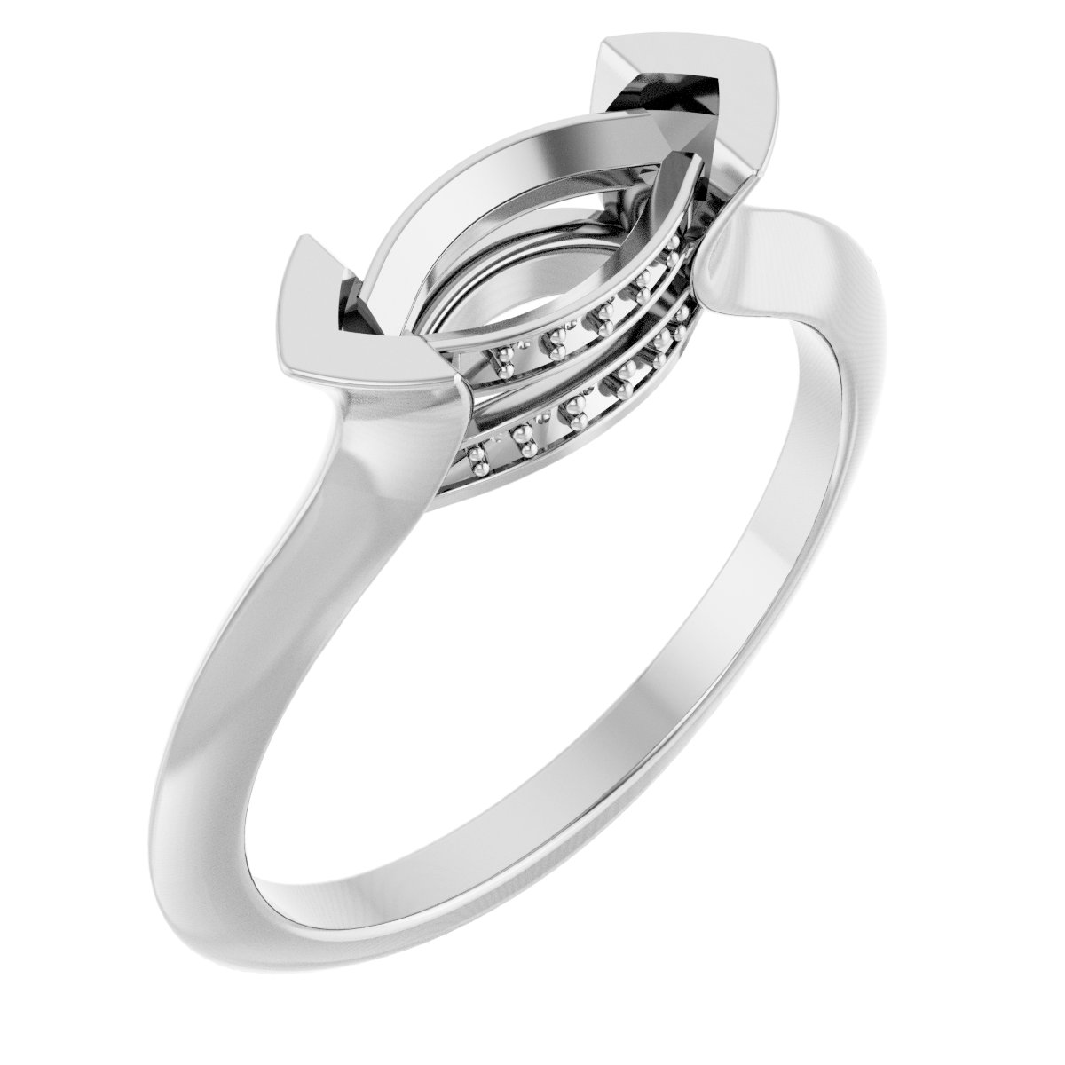 V-Prong Hidden Halo-Style Engagement Ring