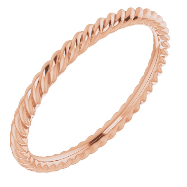 14K Rose 2 mm Skinny Rope Band Size 7.5