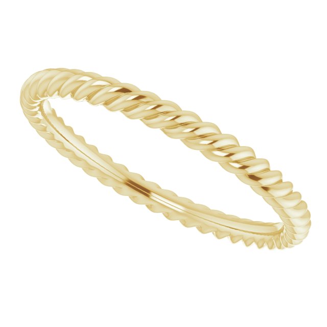 14K Yellow 2 mm Skinny Rope Band Size 6.5