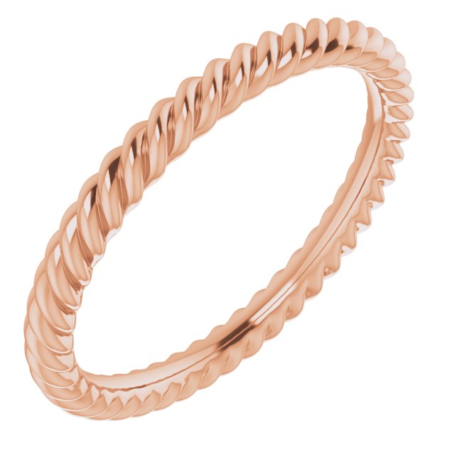 18K Rose 2 mm Skinny Rope Band Size 4