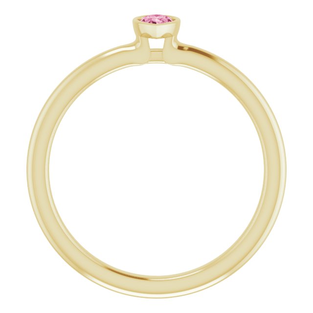 14K Yellow Natural Pink Tourmaline Stackable Ring