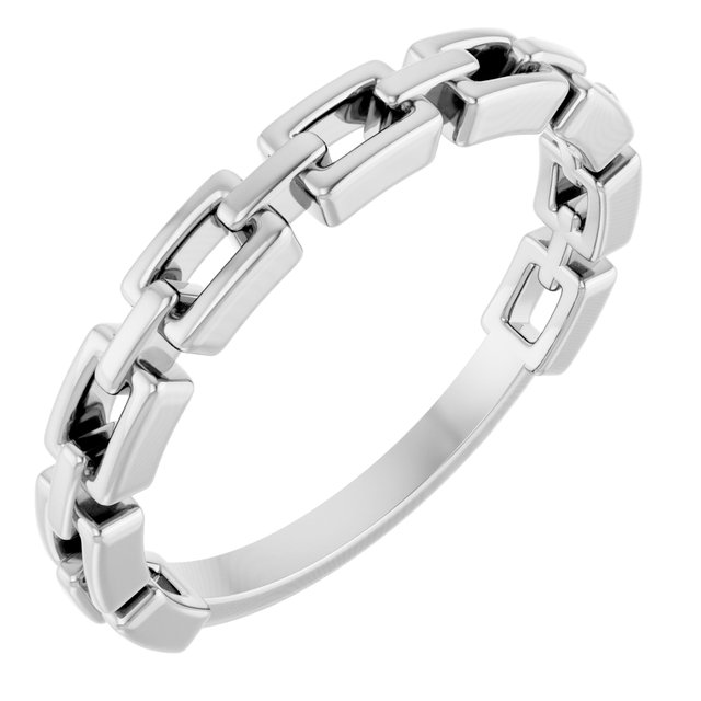 14K White Chain Link Ring