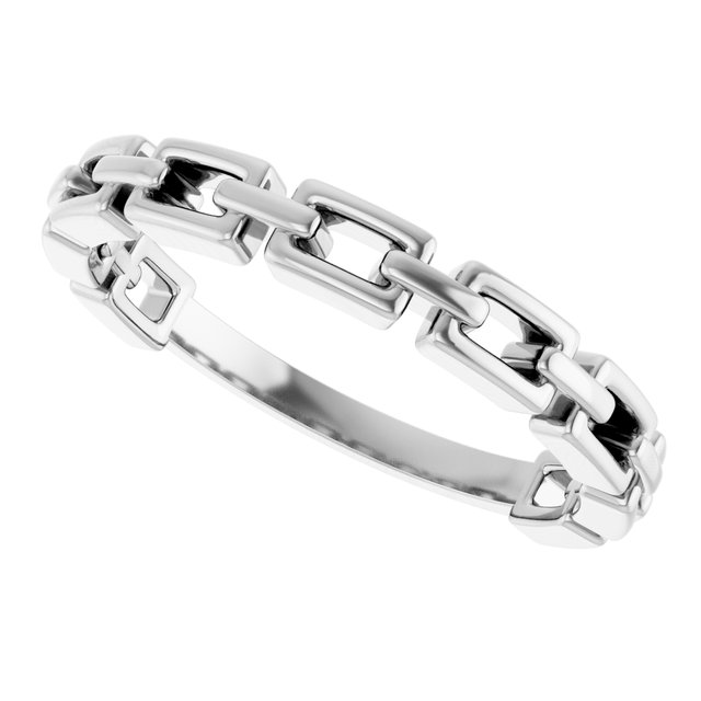 14K White Chain Link Ring