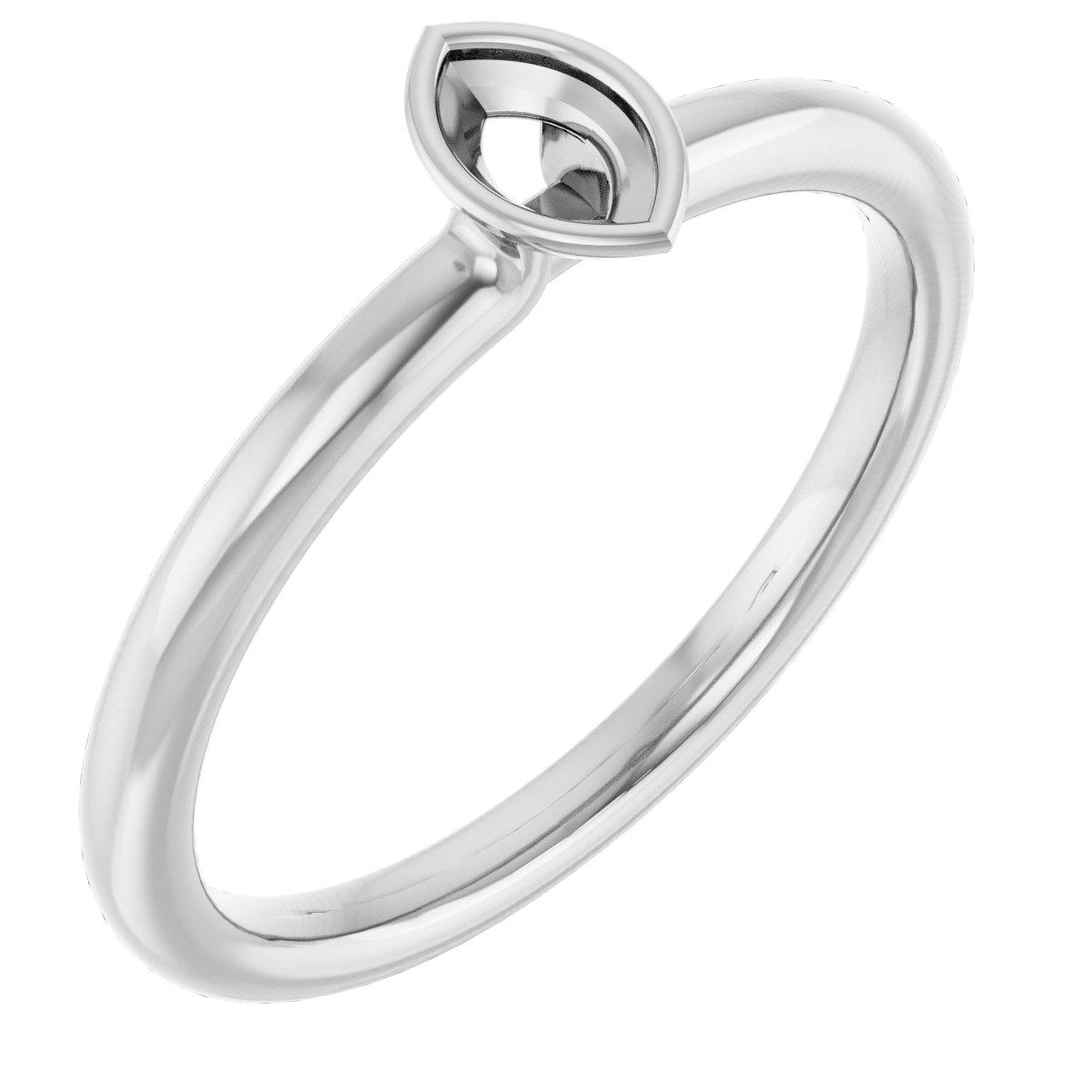 14K White 5x3 mm Marquise Stackable Ring Mounting