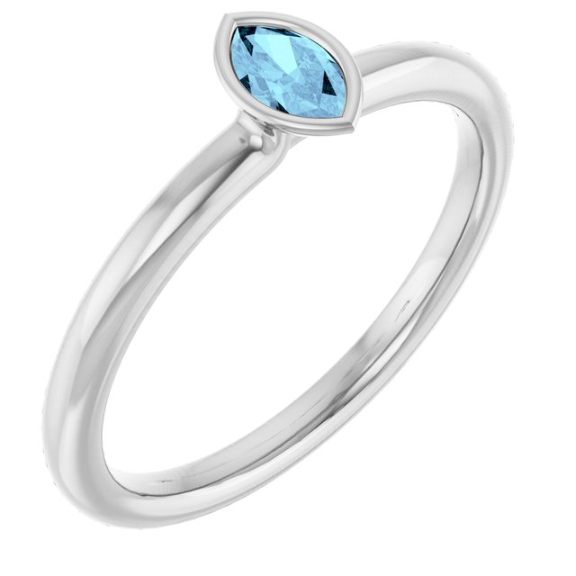 Platinum Natural Aquamarine Stackable Ring