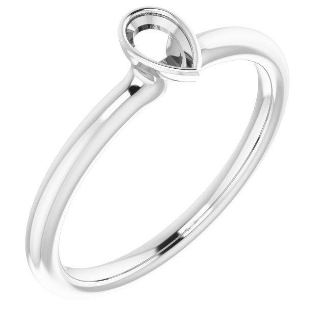 14K White 5x3 mm Pear Stackable Ring Mounting