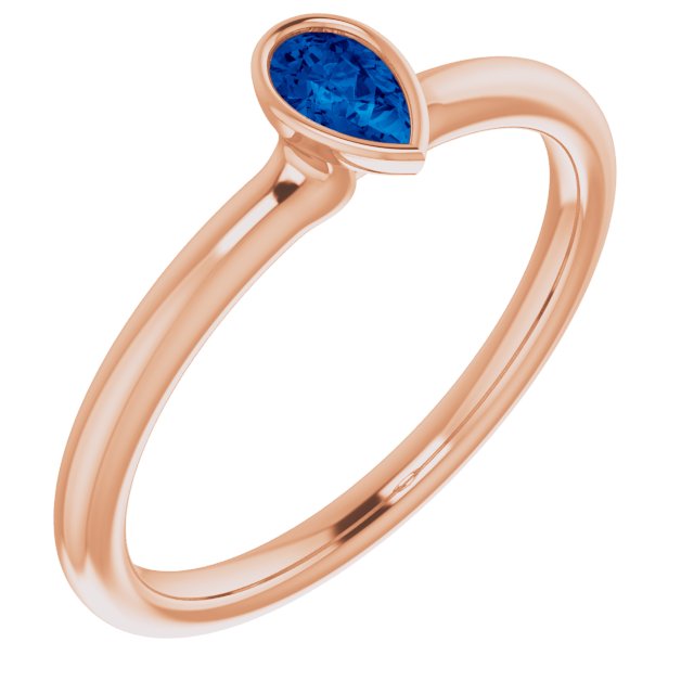 14K Rose Lab-Grown Blue Sapphire Stackable Ring