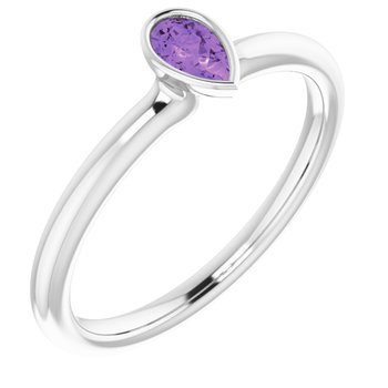 14K White Amethyst Stackable Ring Ref. 17073436