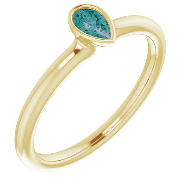14K Yellow Lab-Grown Alexandrite Stackable Ring