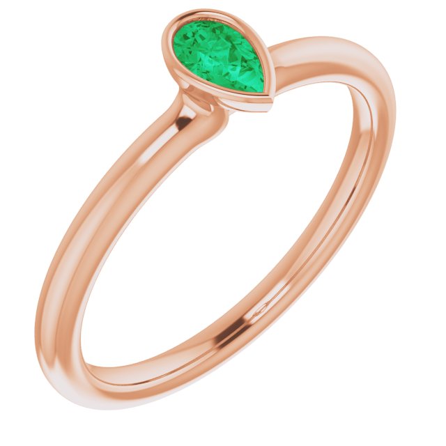 14K Rose Lab-Grown Emerald Stackable Ring
