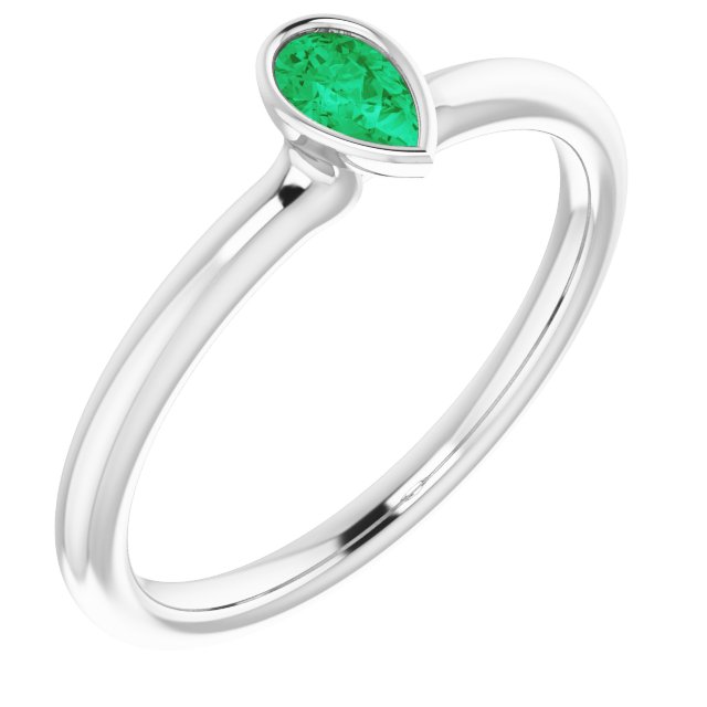 Sterling Silver Natural Emerald Stackable Ring