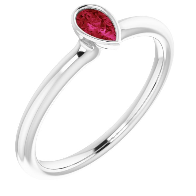 Platinum Lab-Grown Ruby Stackable Ring