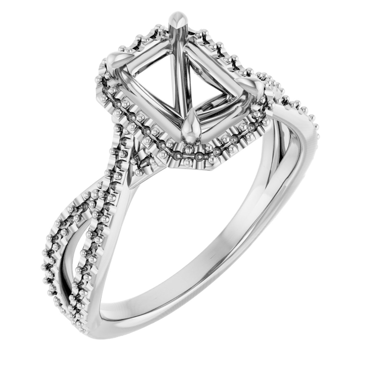 Halo-Style Criss-Cross Engagement Ring
