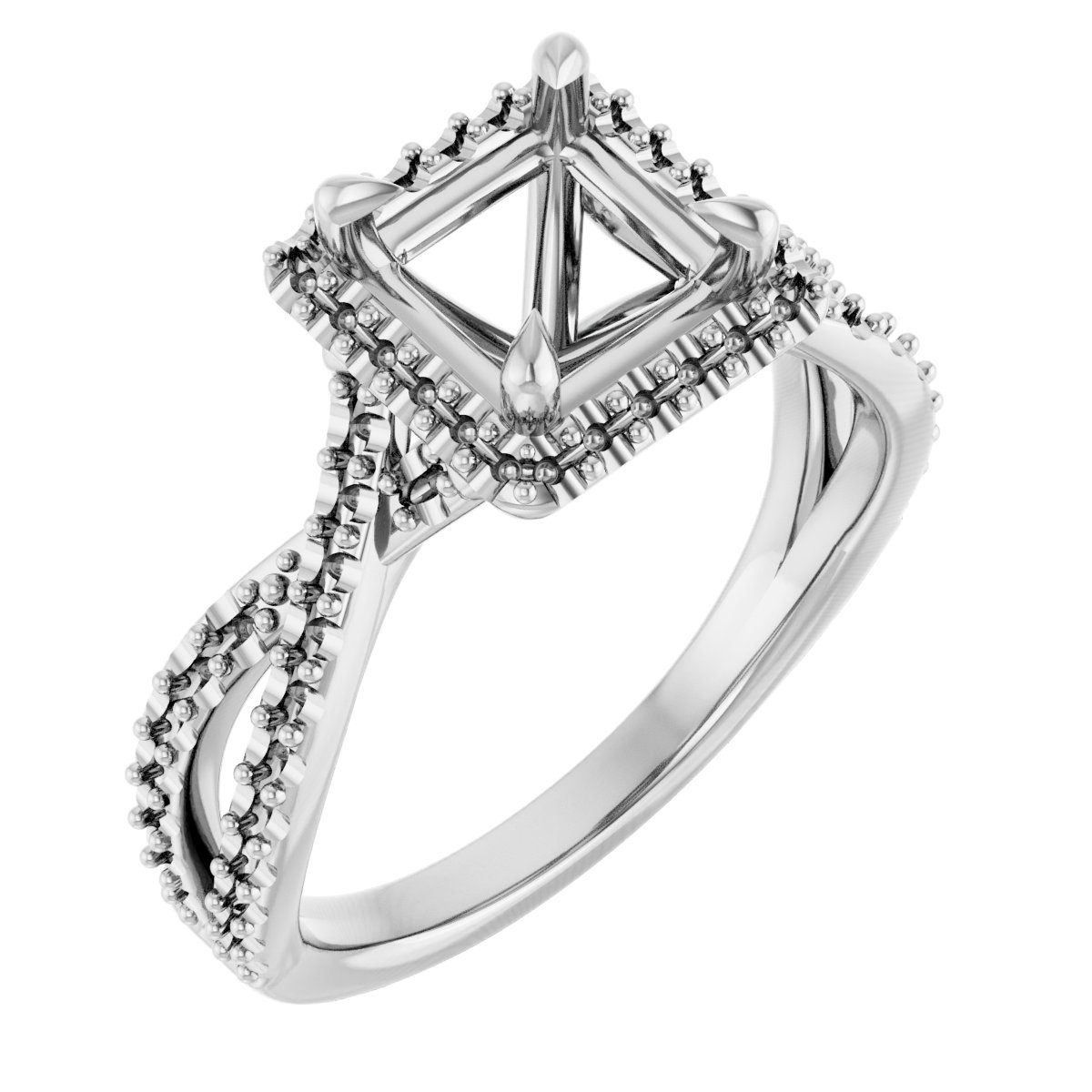 Halo-Style Criss-Cross Engagement Ring