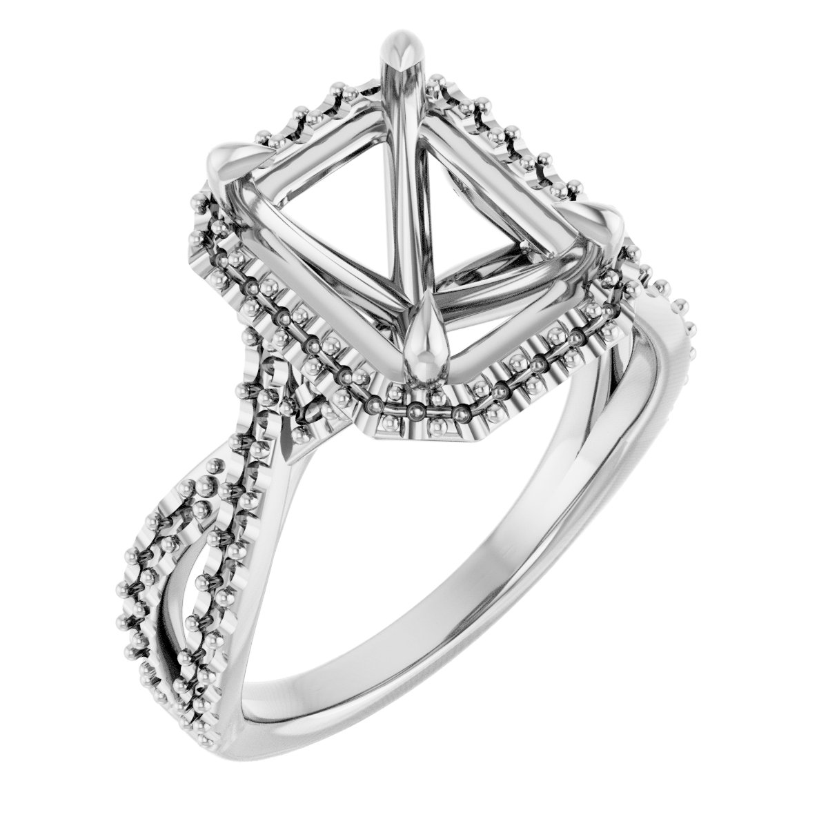Halo-Style Criss-Cross Engagement Ring