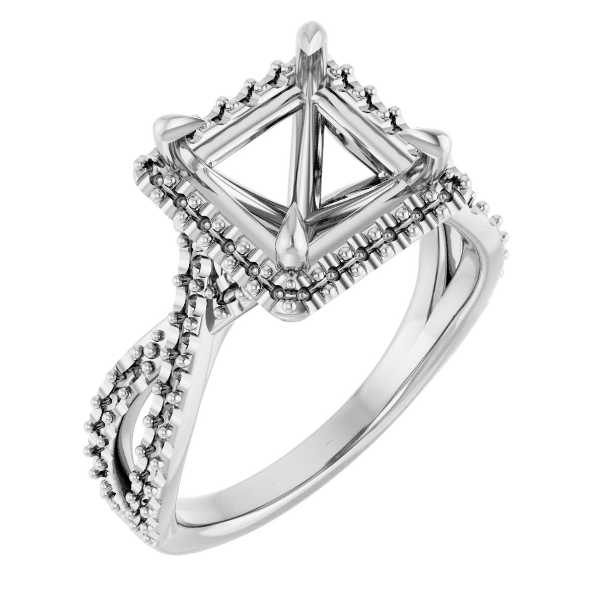 Halo-Style Criss-Cross Engagement Ring