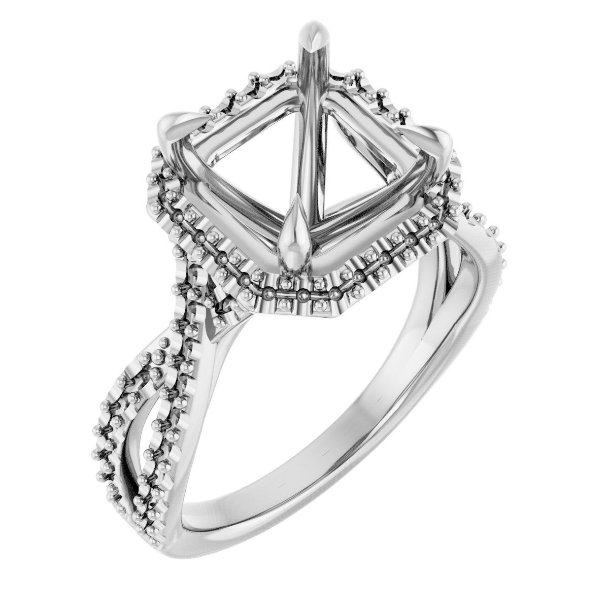 Halo-Style Criss-Cross Engagement Ring
