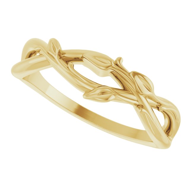 14K Yellow Intertwined Leaf Ring