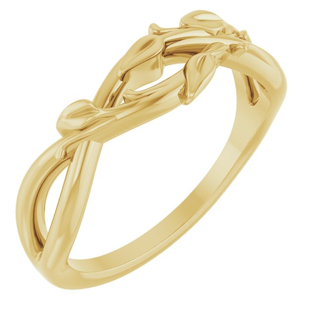 14K Yellow Intertwined Leaf Ring