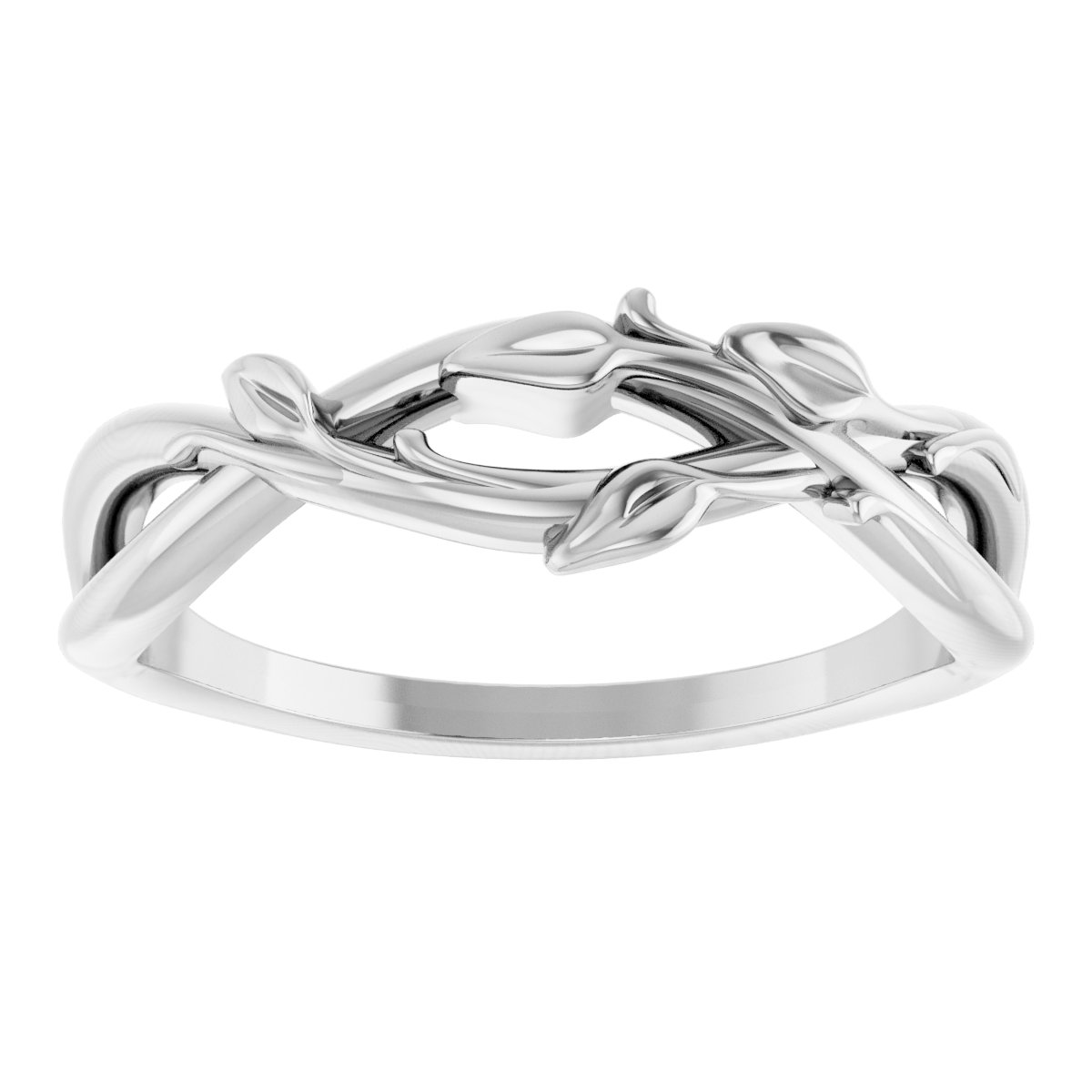 10K White Intertwined Leaf Ring
