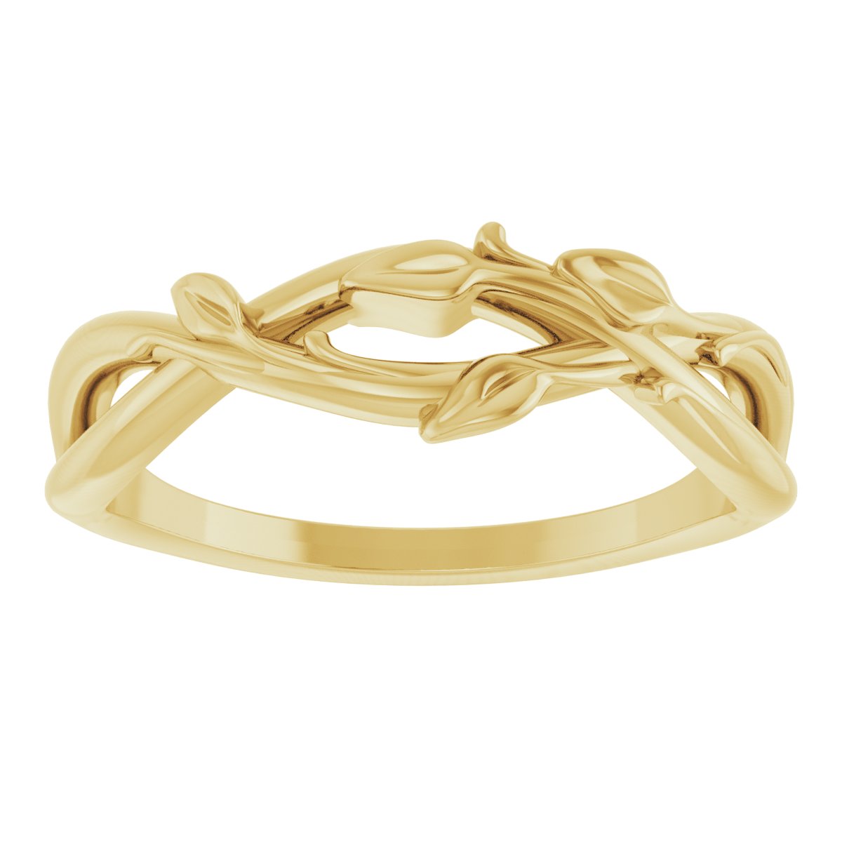 14K Yellow Intertwined Leaf Ring