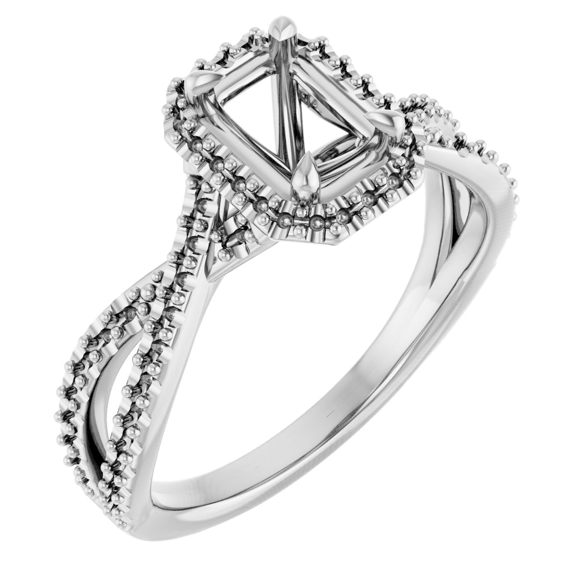 Halo-Style Criss-Cross Engagement Ring