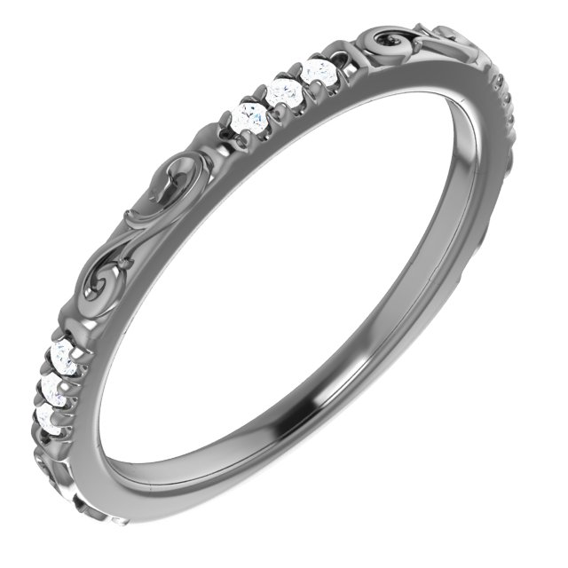 14K White .08 CTW Natural Diamond French-Set Anniversary Ring