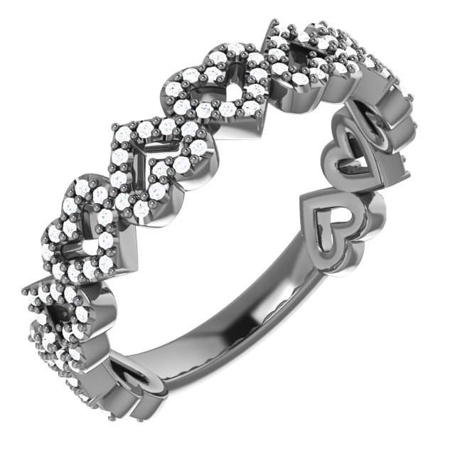 14K White 1/3 CTW Diamond Stackable Heart Ring
