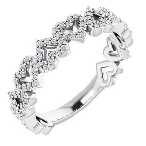 14K White 1/3 CTW Natural Diamond Stackable Heart Ring