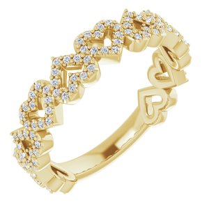 14K Yellow 1/3 CTW Natural Diamond Stackable Heart Ring