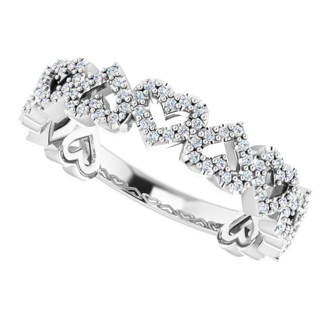 14K White 1/3 CTW Natural Diamond Stackable Heart Ring