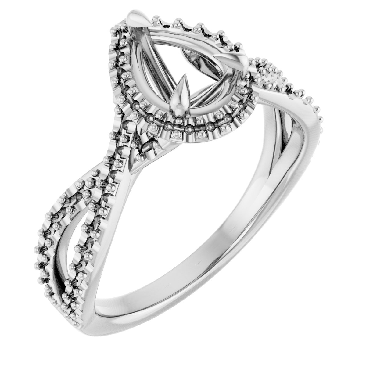 Halo-Style Criss-Cross Engagement Ring
