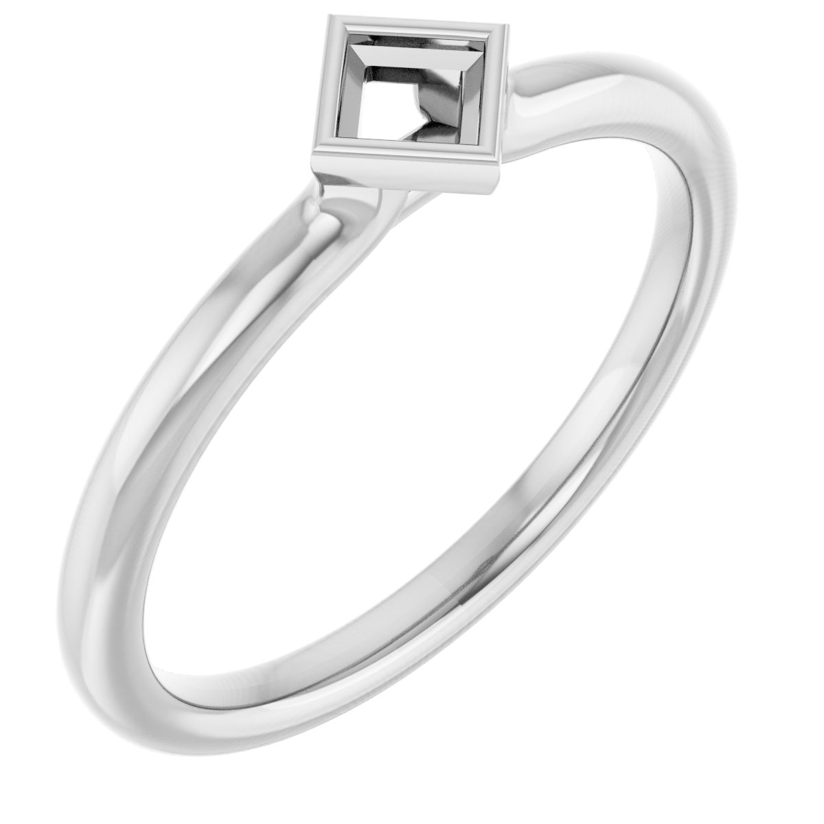 14K White Natural White Sapphire Stackable Ring