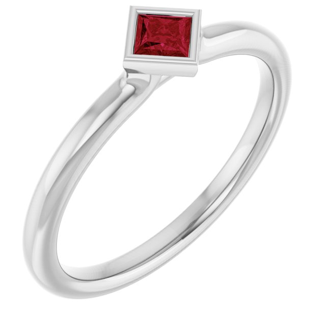 Sterling Silver Natural Ruby Stackable Ring