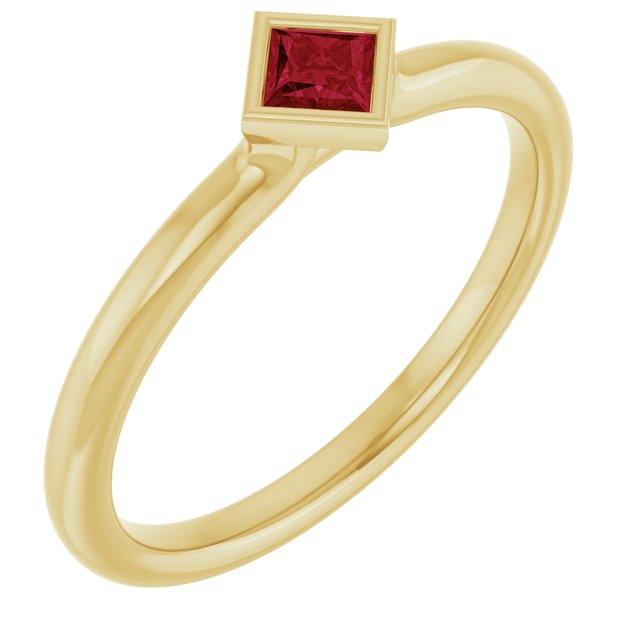 14K Yellow Natural Ruby Stackable Ring