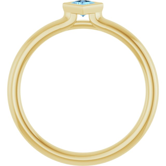 14K Yellow Natural Aquamarine Stackable Ring