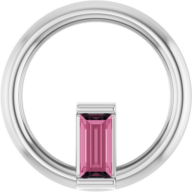 Sterling Silver Natural Pink Tourmaline Circle Pendant