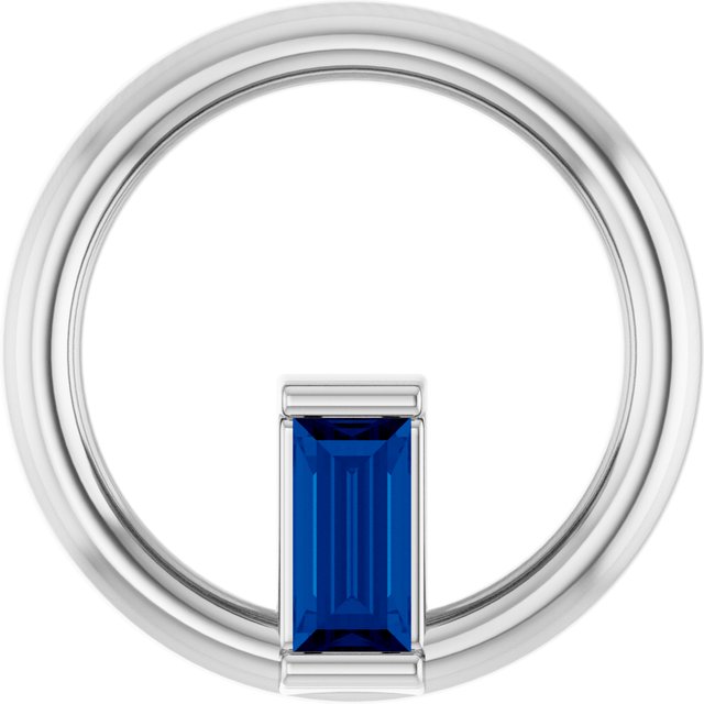 Platinum Natural Blue Sapphire Circle Pendant