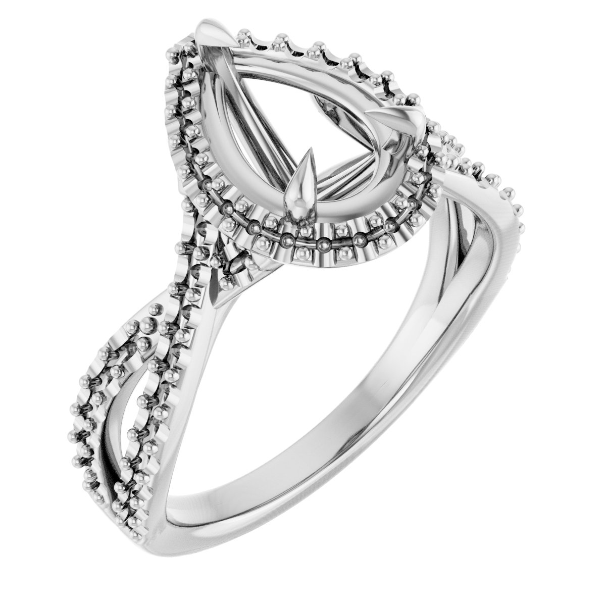 Halo-Style Criss-Cross Engagement Ring