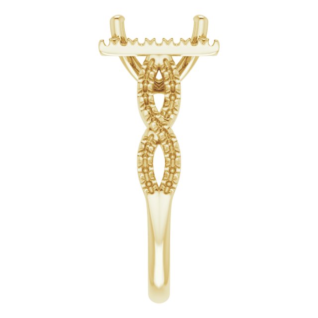 18K Yellow Gold 7.5 mm Square Engagement Ring Mounting