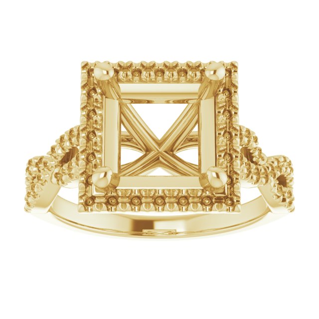 18K Yellow Gold 7.5 mm Square Engagement Ring Mounting