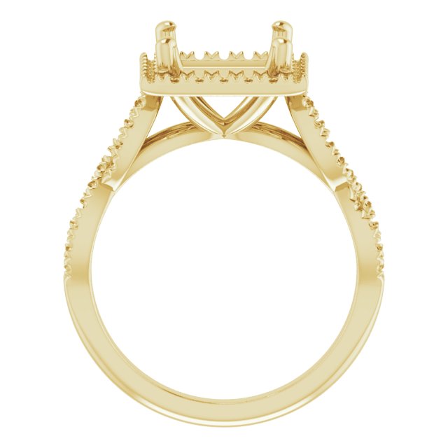 18K Yellow Gold 7.5 mm Square Engagement Ring Mounting