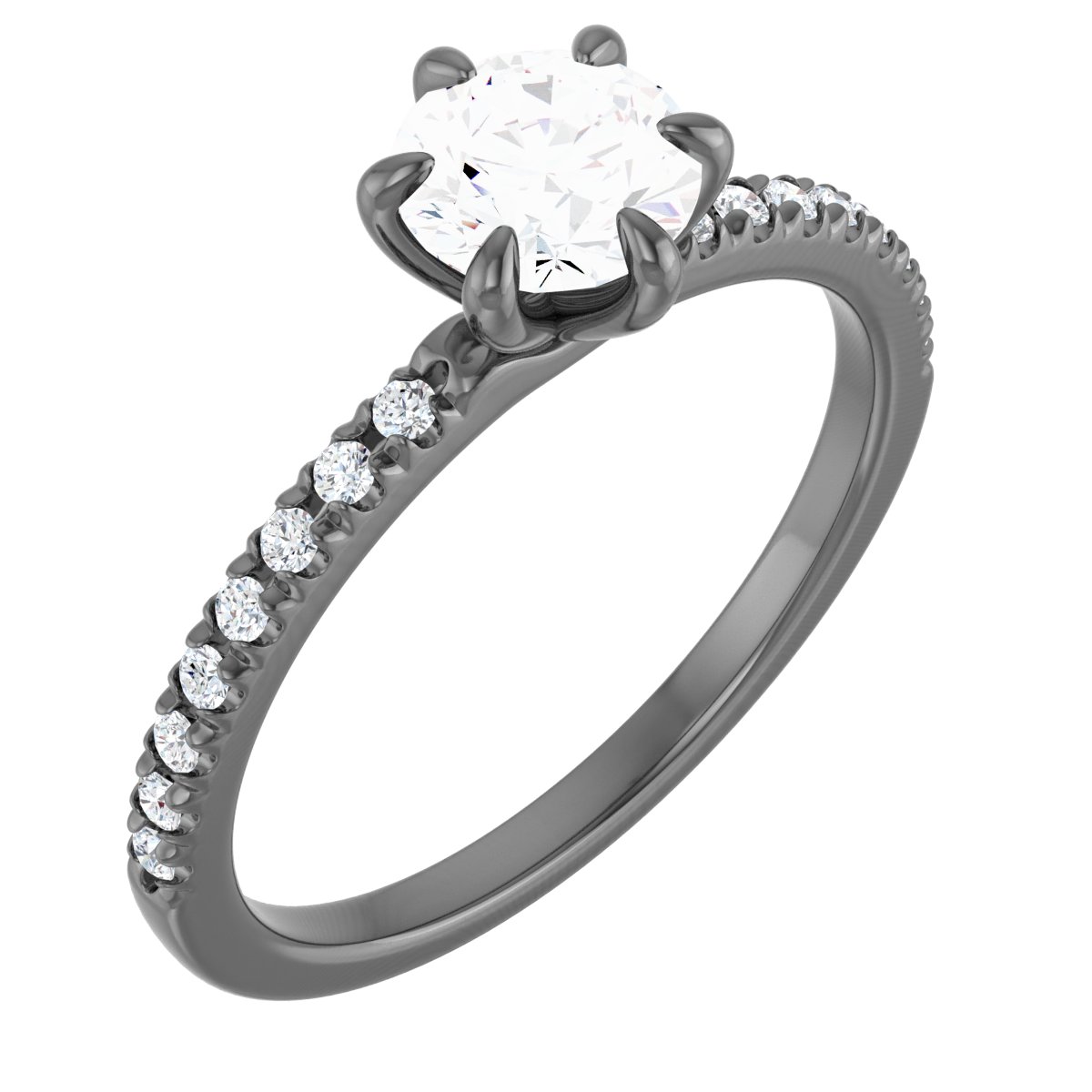 French-Set Accented Engagement Ring