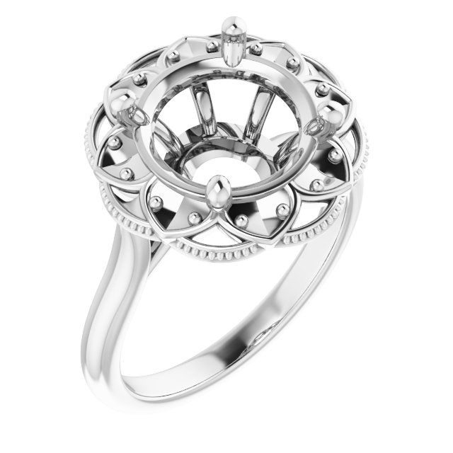 Bezel-Set Halo-Style Engagement Ring