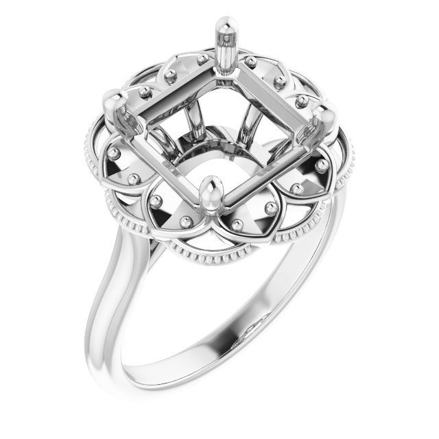 Bezel-Set Halo-Style Engagement Ring