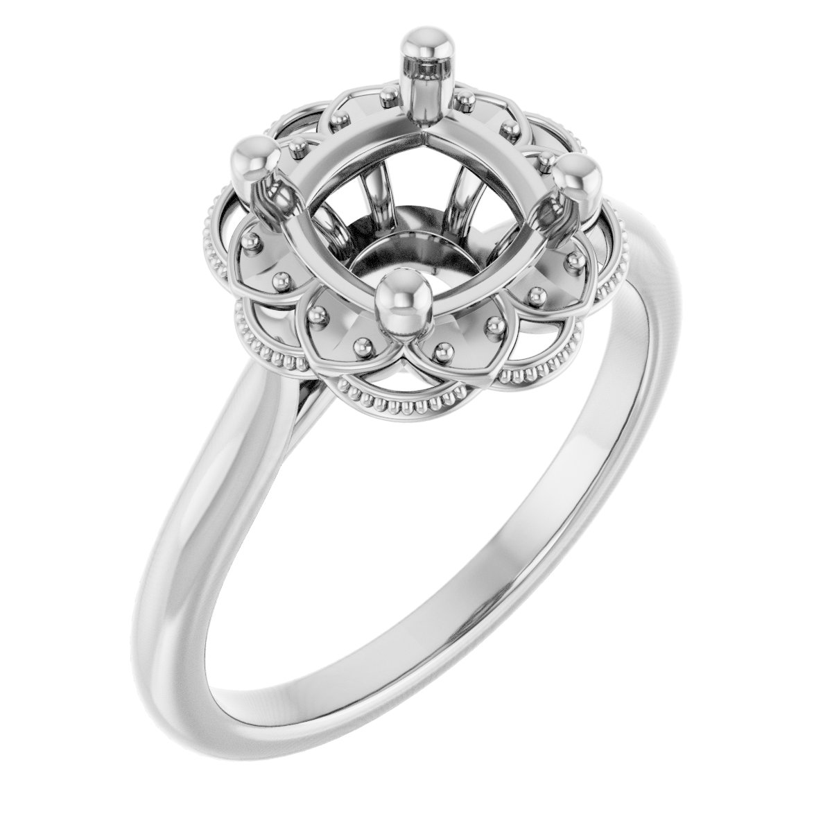 Bezel-Set Halo-Style Engagement Ring
