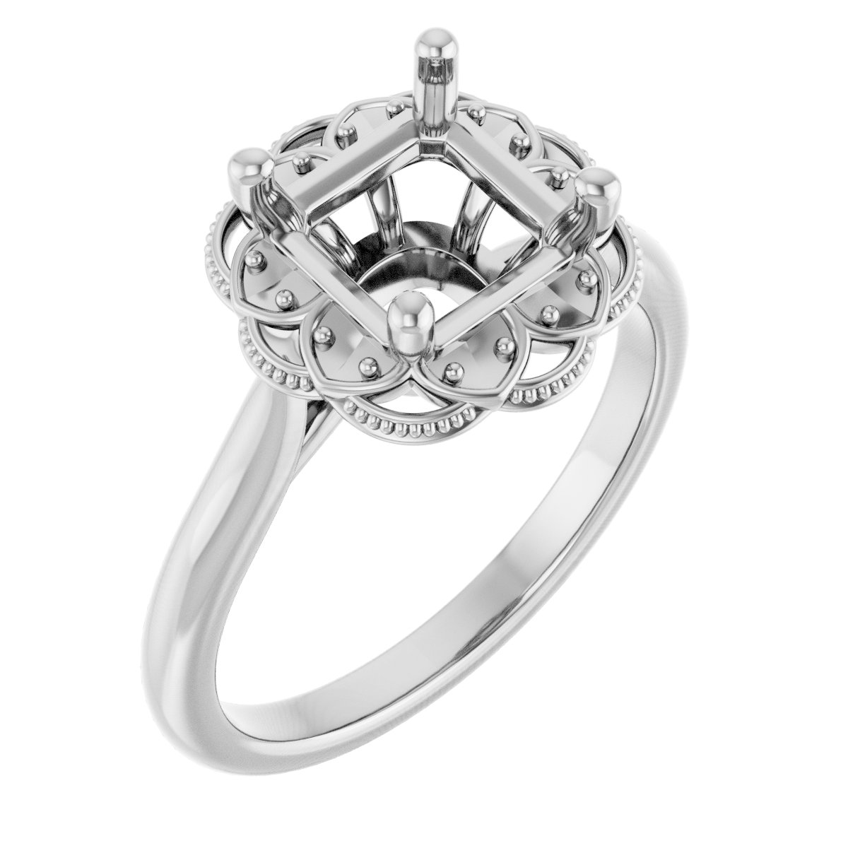 Bezel-Set Halo-Style Engagement Ring