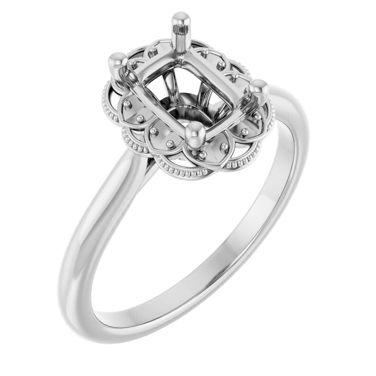 Bezel-Set Halo-Style Engagement Ring