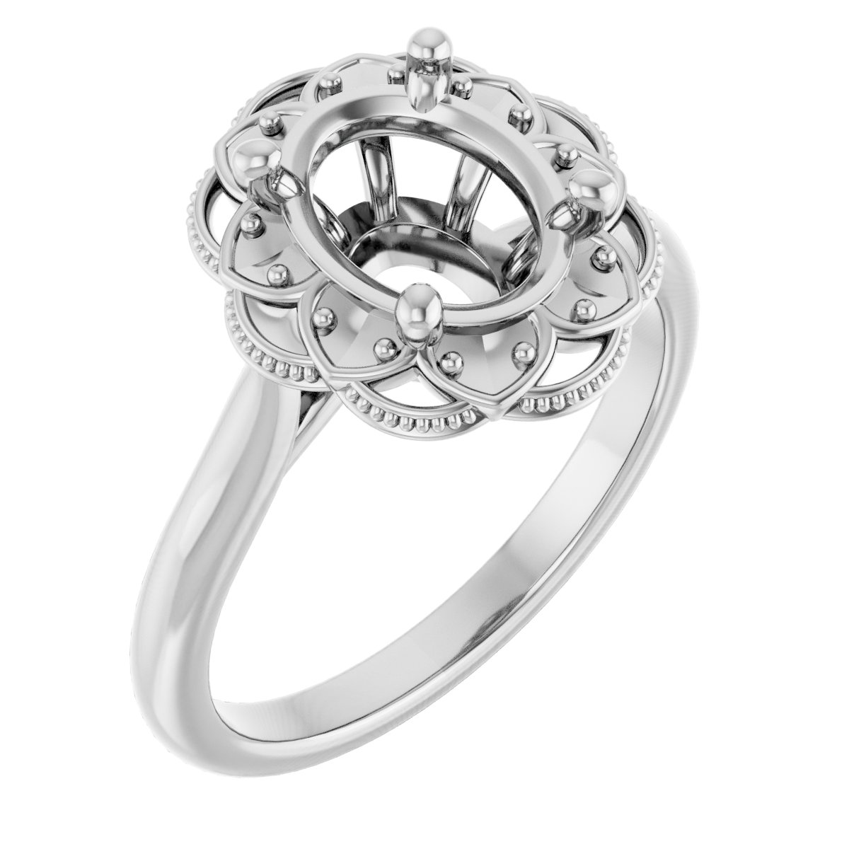 Bezel-Set Halo-Style Engagement Ring
