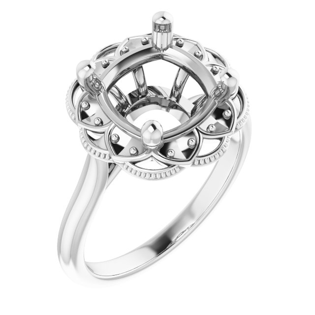 Bezel-Set Halo-Style Engagement Ring